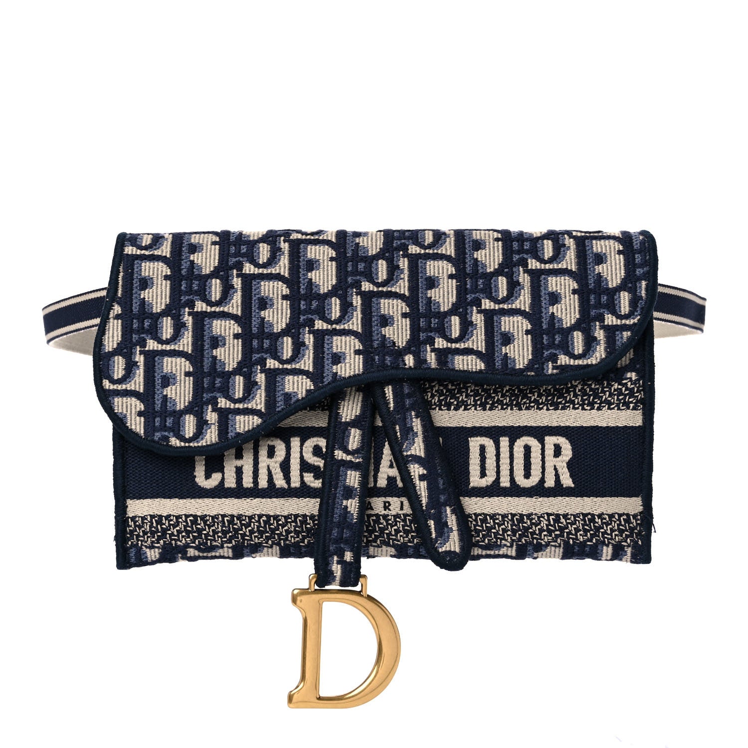 Christian Dior Oblique Slim Saddle Pouch Blue 1 of 13