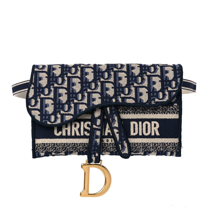Christian Dior Oblique Slim Saddle Pouch Blue 1 of 13