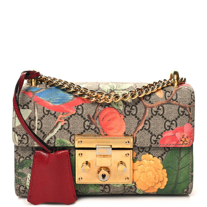 Gucci GG Supreme Monogram Tian Small Padlock Shoulder Bag Beige Multicolor New Acero 1 of 12