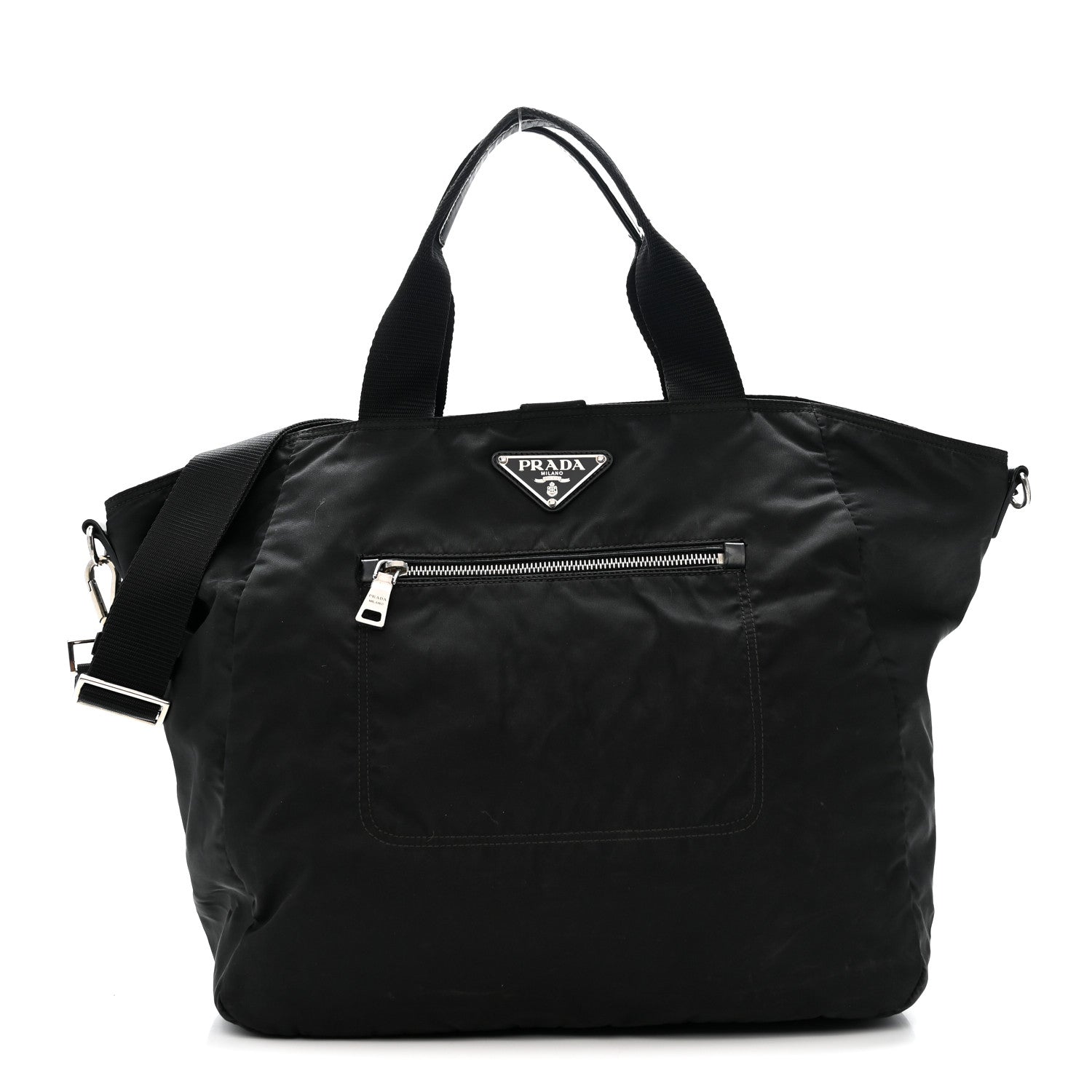 Prada Tessuto Nylon Zip Convertible Tote Black 1 of 11