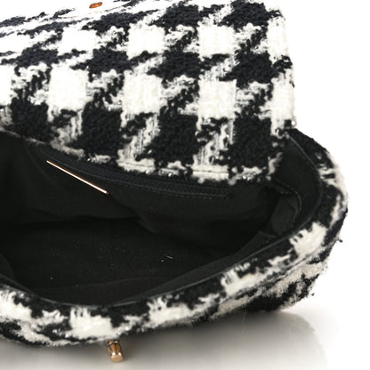 Chanel Tweed Quilted Medium Chanel 19 Flap Black Ecru White 7 of 10
