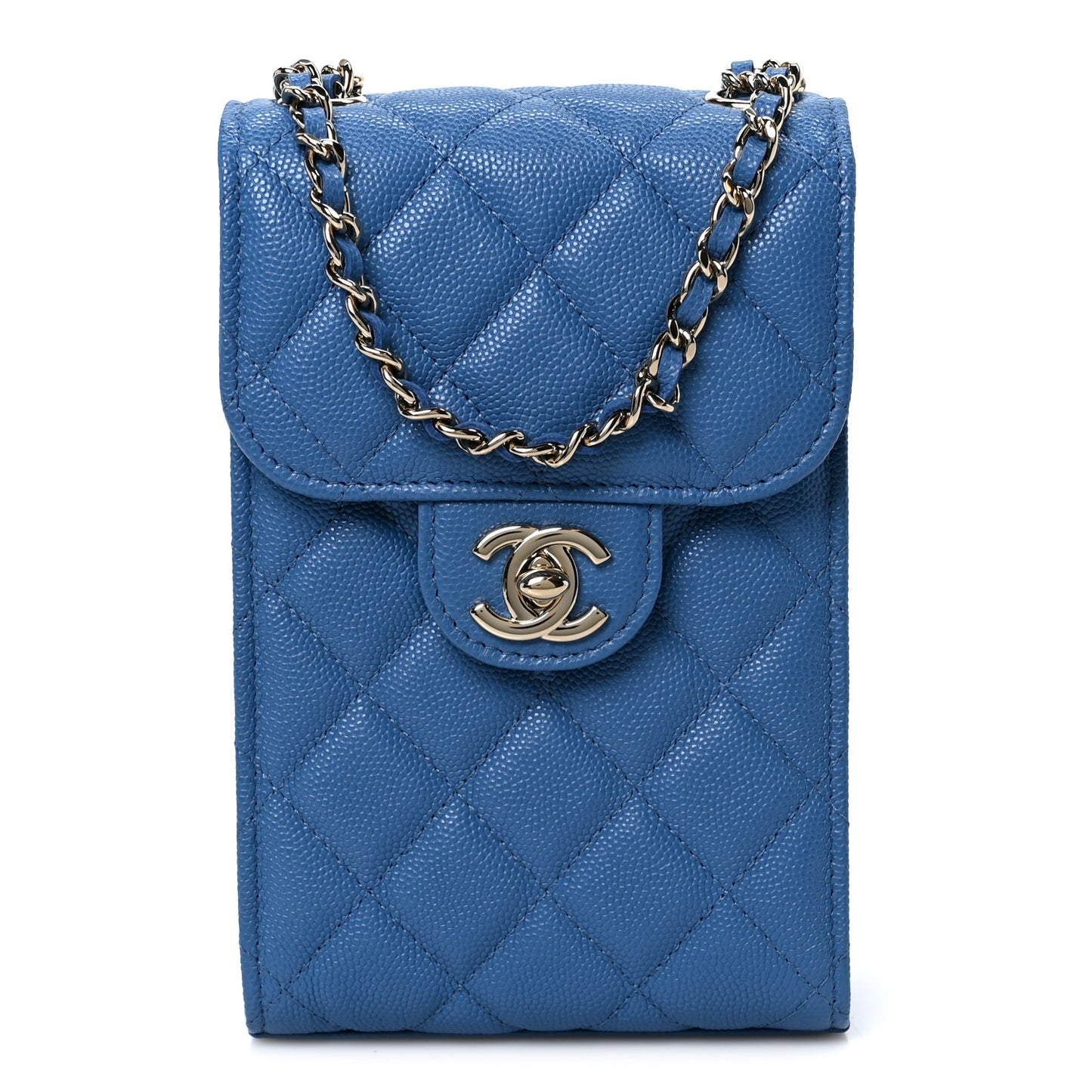 Caviar Quilted Classic Phone Holder Blue