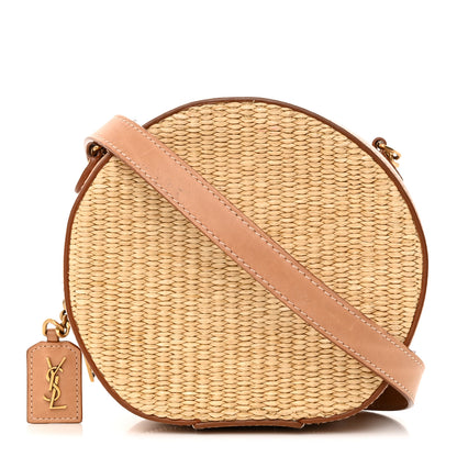 Saint Laurent Raffia Calfskin Small Mica Bag Natural Brown Gold 1 of 17
