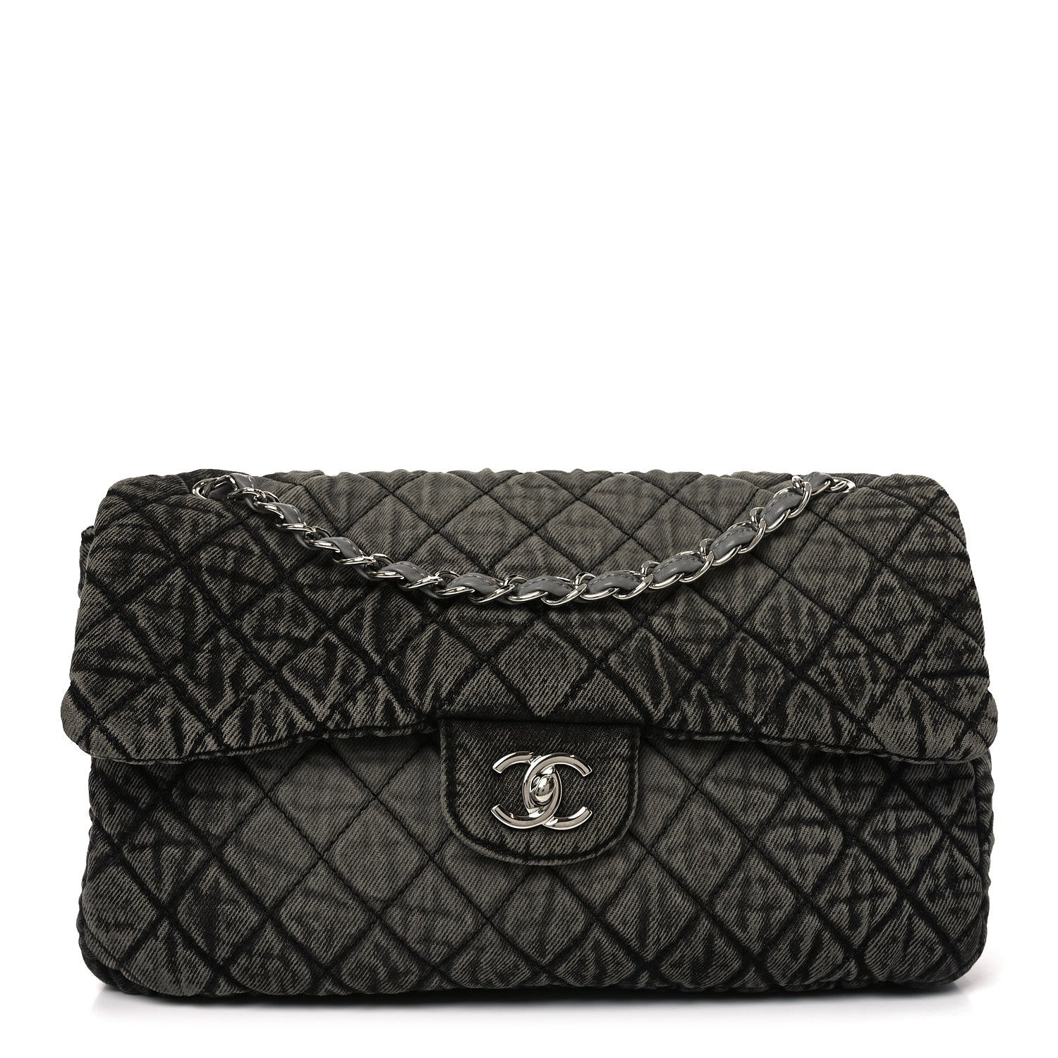 Chanel Denim Quilted Denimpression Flap Grey Black 1 of 9