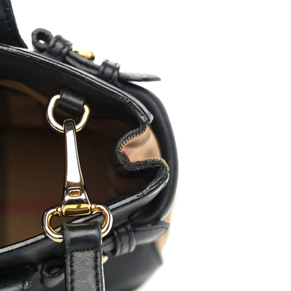 Burberry Calfskin House Check Small Banner Tote Black 17 of 20