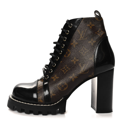 Louis Vuitton Patent Calfskin Monogram Star Trail Ankle Boots 40 Black 1 of 8