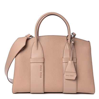 Miu Miu Madras Soft Calfskin Top Handle Satchel Cammeo 1 of 9