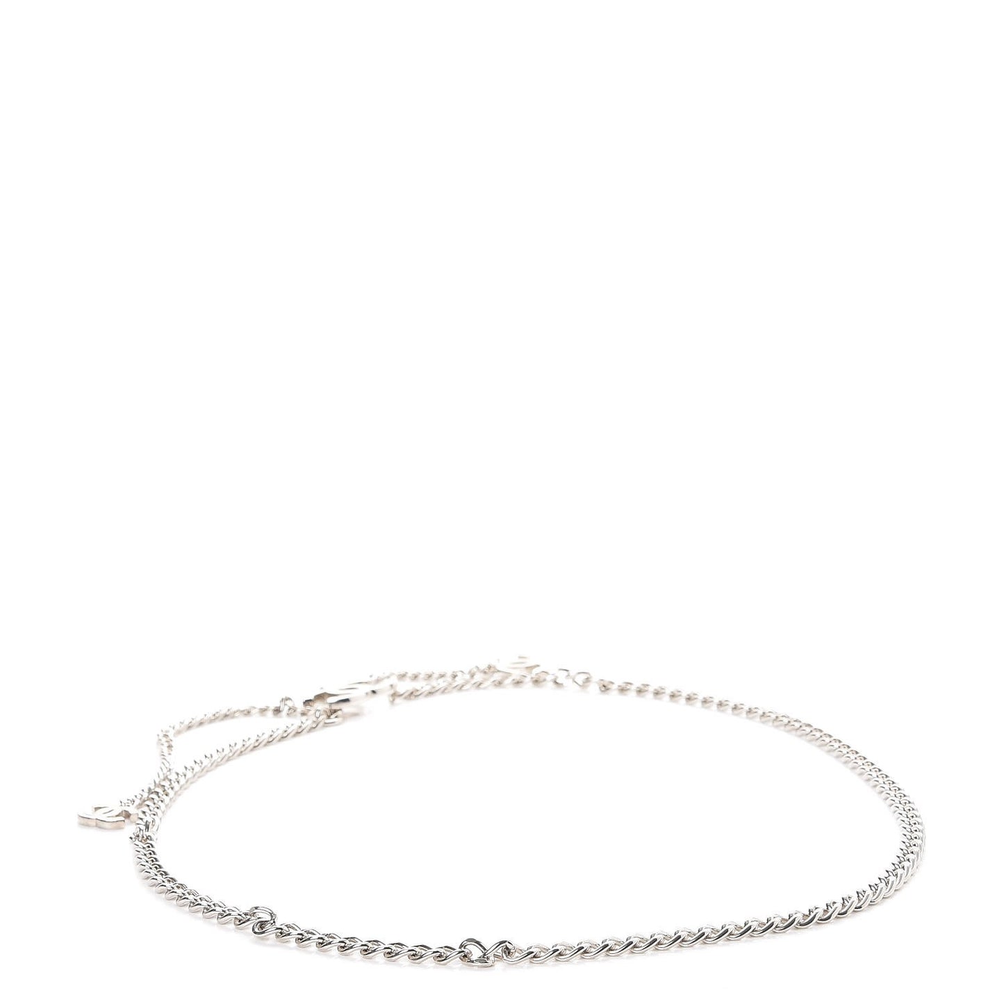 Chain Enamel CC Belt White Silver