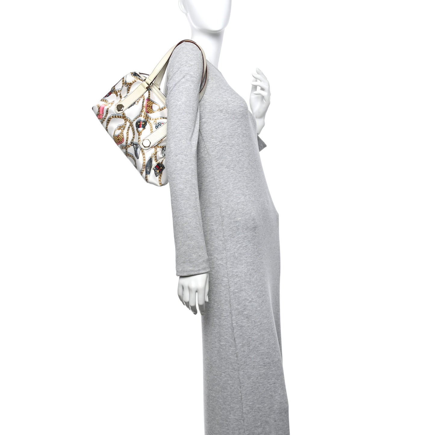 Satin Print Small Charmy Boston White