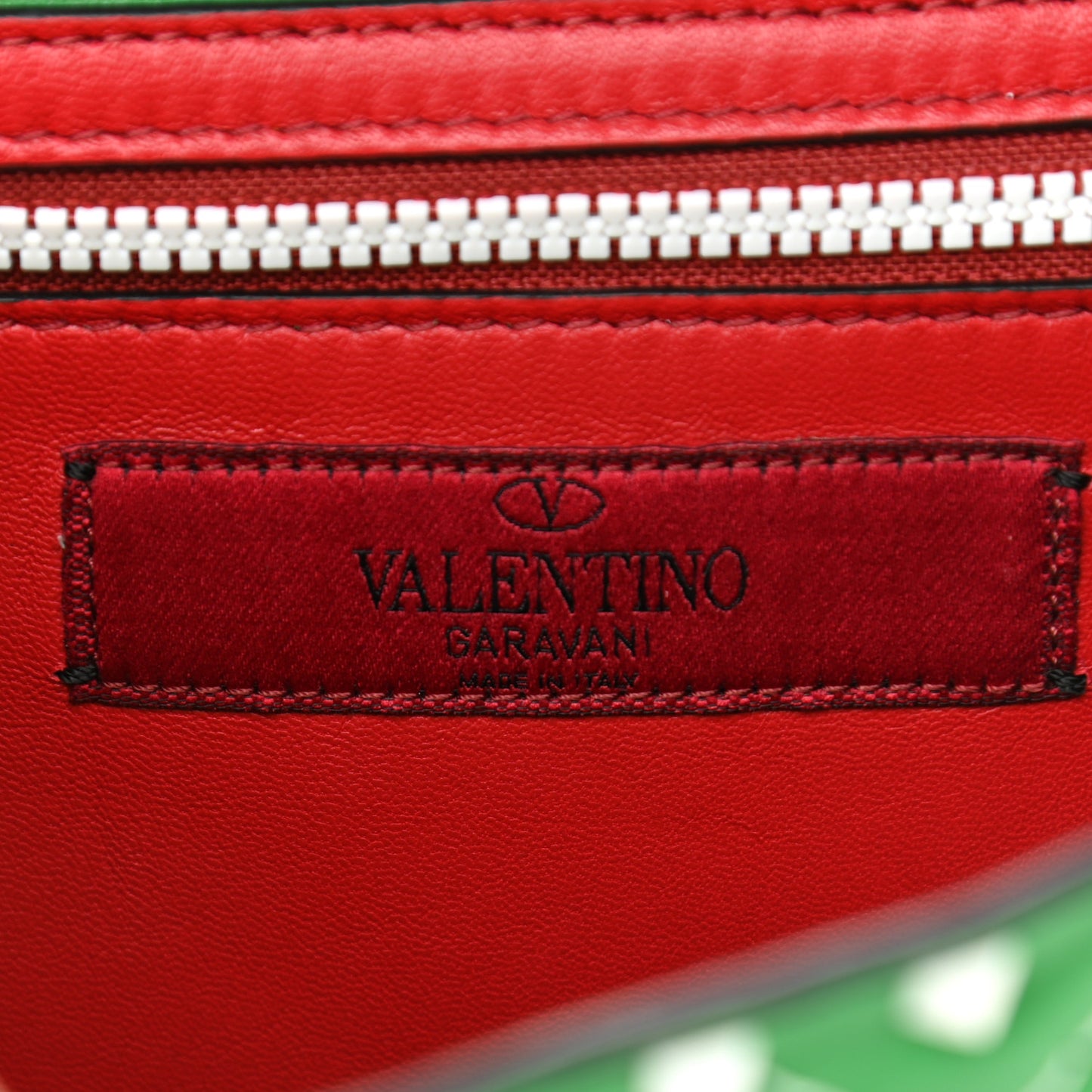 Lambskin Free Rockstud Spike Wallet On Chain Peppermint