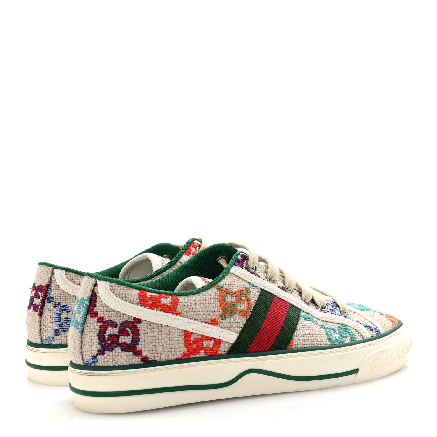 Gucci Linen Psychedelic Mini GG Monogram Womens 1977 Tennis Sneakers 38 Multicolor Mystic White 5 of 8