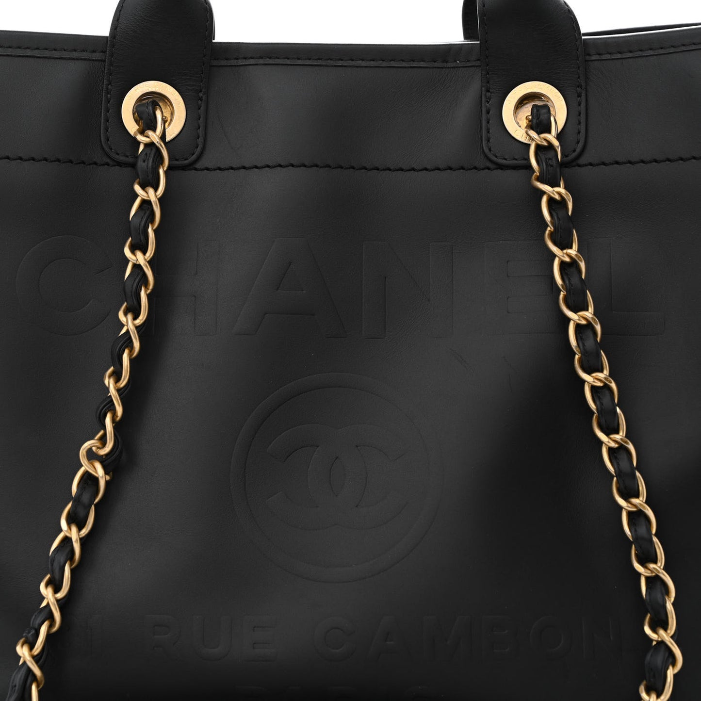 Calfskin Medium Deauville Tote Black