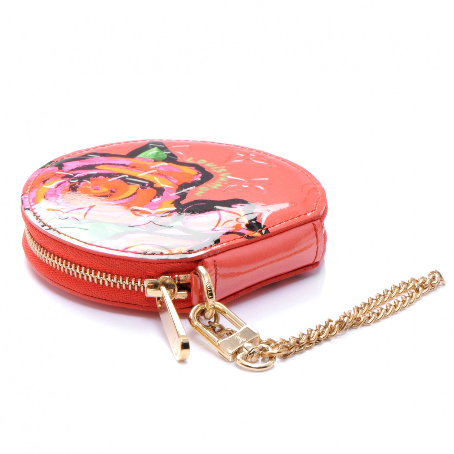 Louis Vuitton Vernis Roses Chapeau Coin Purse Orange Sunset 4 of 8