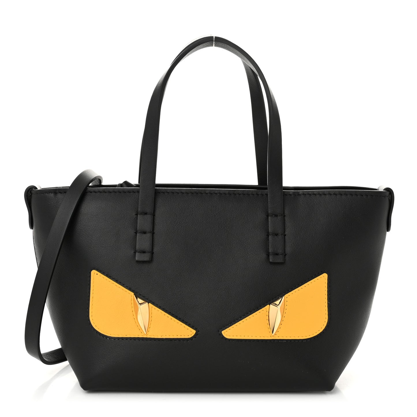 Vitello Dolce Elite Monster Eye Mini Roll Tote Black