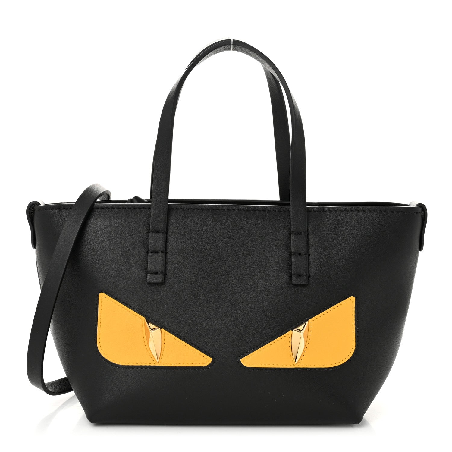 Fendi Vitello Dolce Elite Monster Eye Mini Roll Tote Black 1 of 10
