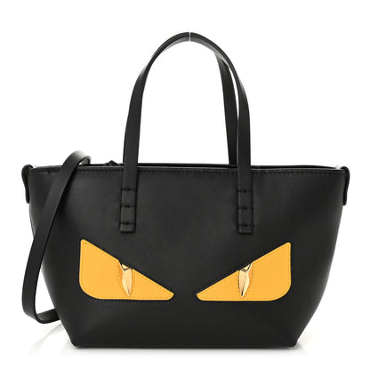 Fendi Vitello Dolce Elite Monster Eye Mini Roll Tote Black 1 of 10
