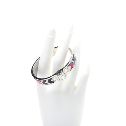 Hermes Enamel Printed Narrow Washington's Carriage Tattoo Hinged Bracelet S Faux Gris 2 of 13