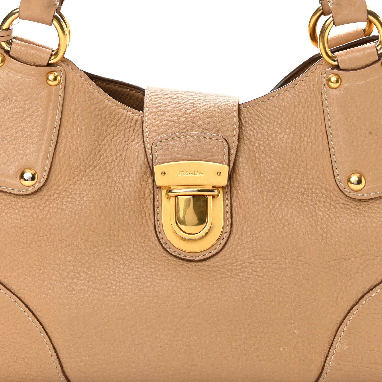 Prada Vitello Daino Pushlock Tote Sughero 8 of 23