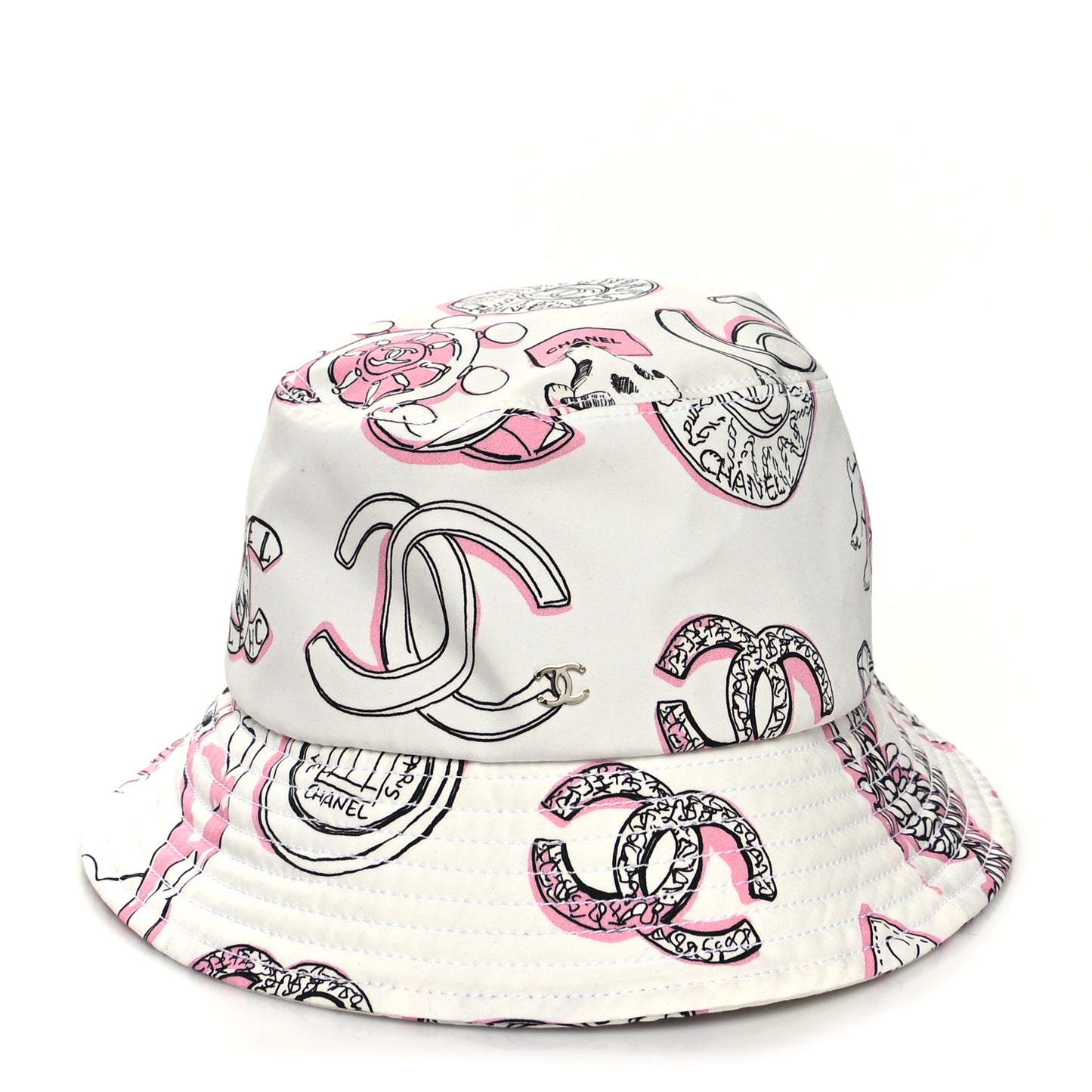 Cotton CC Dog Print Bucket Hat S White Pink