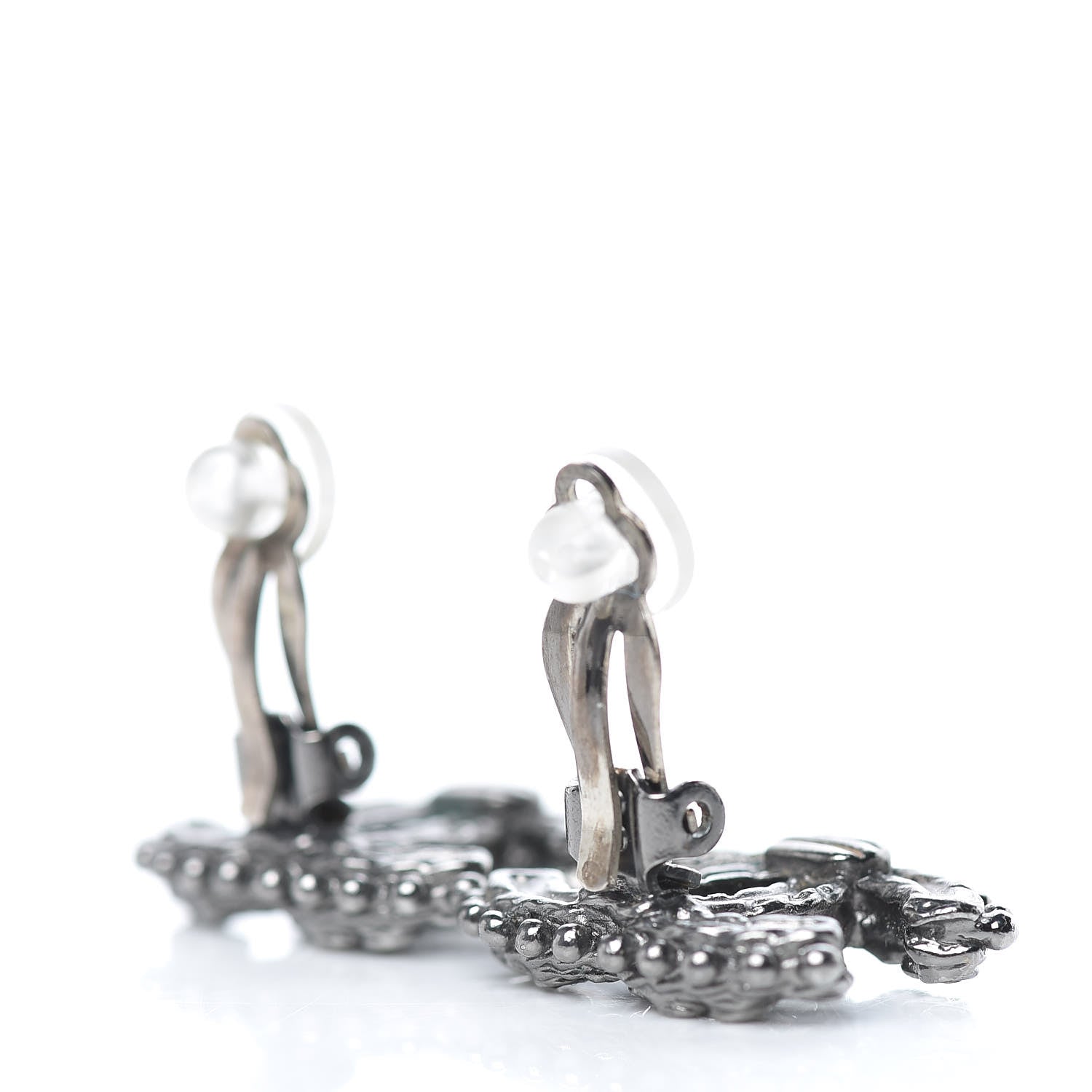 Chanel Crystal CC Earrings Ruthenium Dark Grey 3 of 5