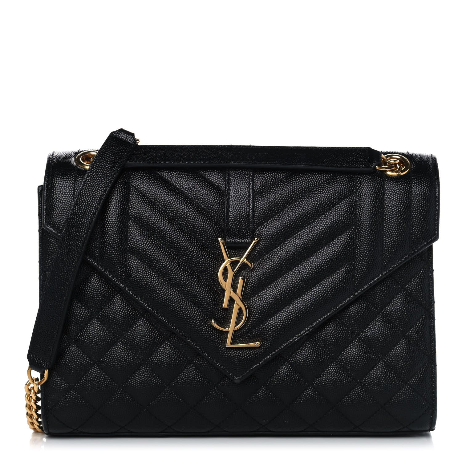 Saint Laurent Grain De Poudre Textured Mixed Matelasse Triquilt Medium Monogram Satchel Black 1 of 13