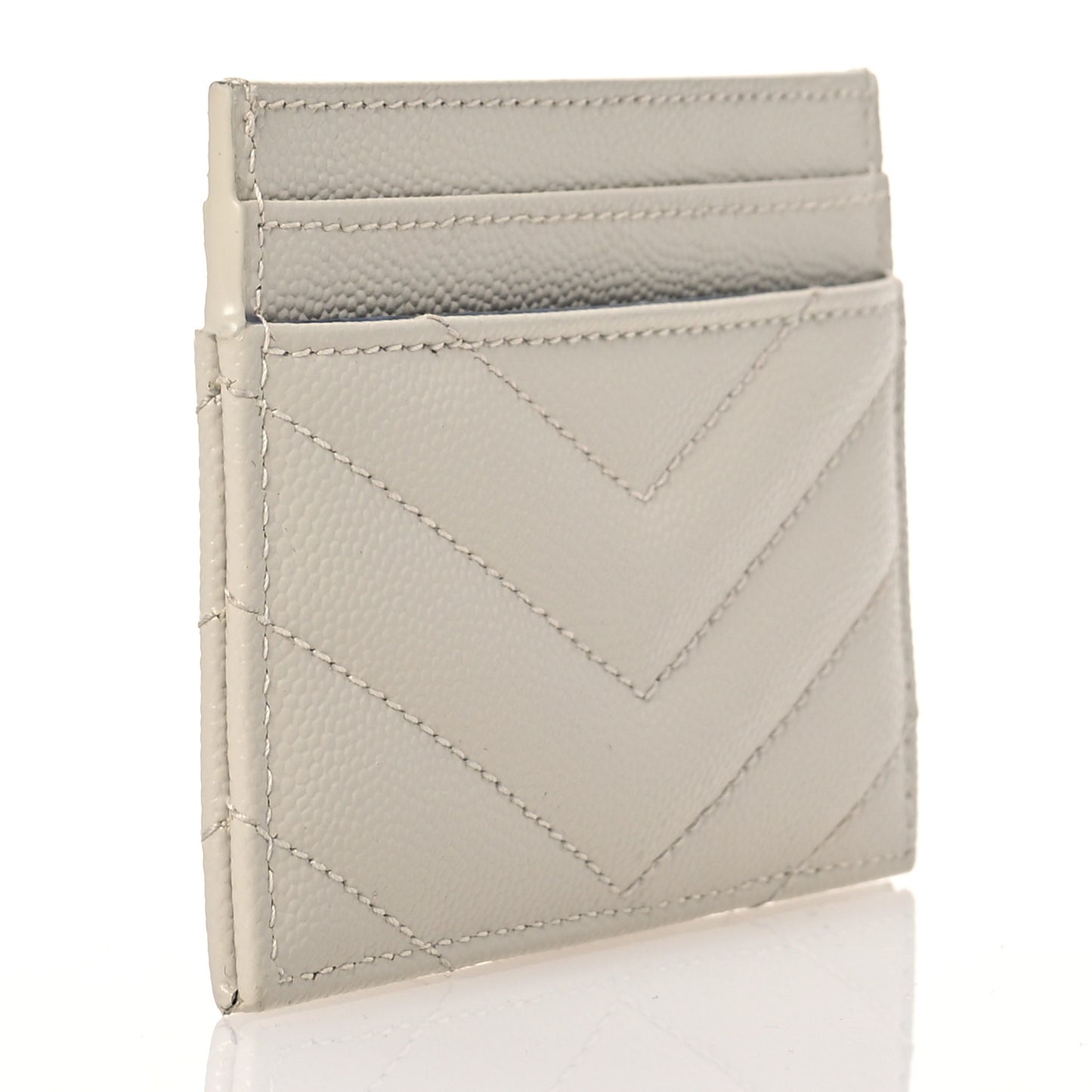Grain De Poudre Matelasse Chevron Monogram Credit Card Case Crema Soft