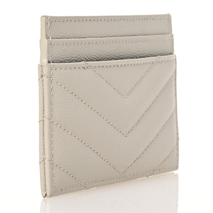 Saint Laurent Grain De Poudre Matelasse Chevron Monogram Credit Card Case Crema Soft 3 of 16