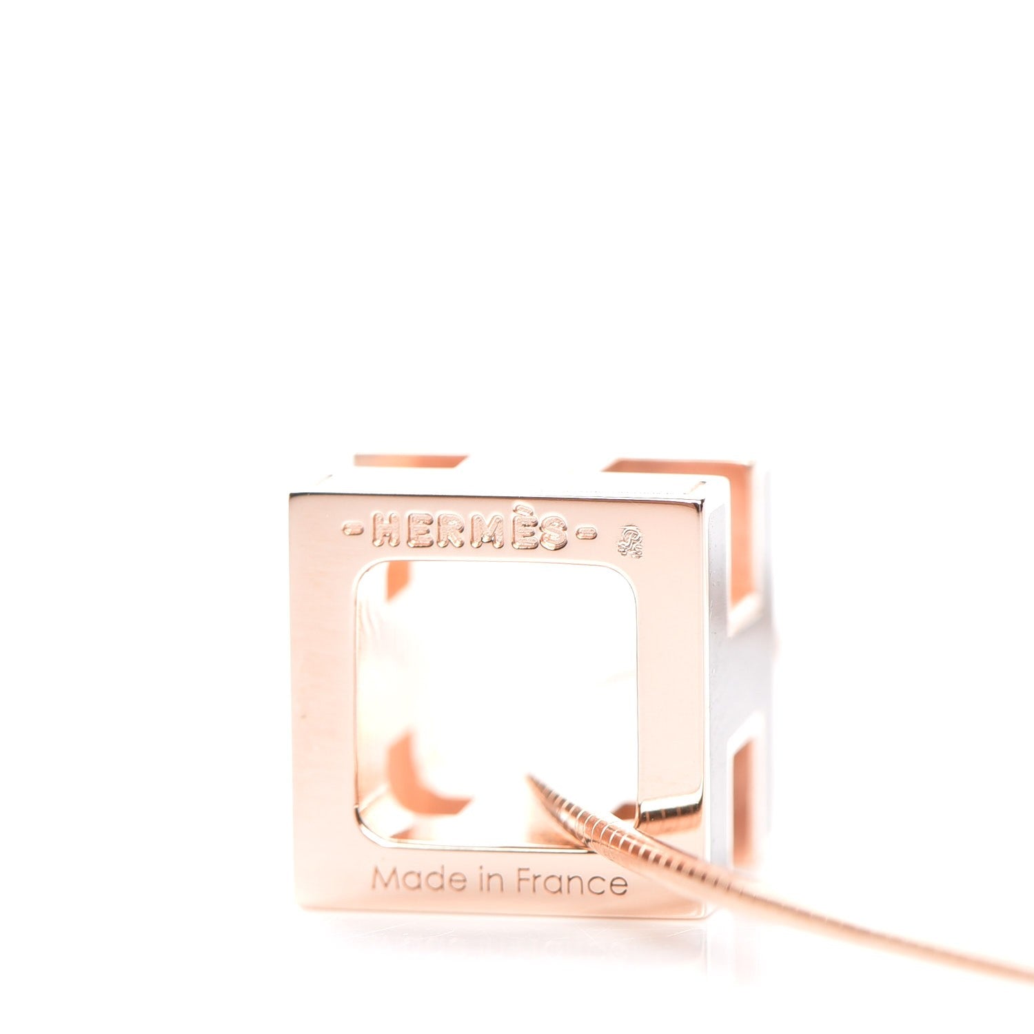 Hermes Rose Gold Lacquered Cage d'H Pendant Necklace Black 5 of 7