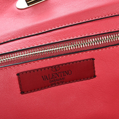 Valentino Garavani Vitello Small Rockstud Tote Raspberry 7 of 8