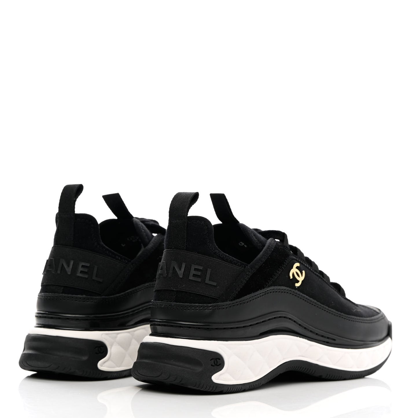 Velvet Calfskin Mixed Fibers CC Sneakers 36.5 Black