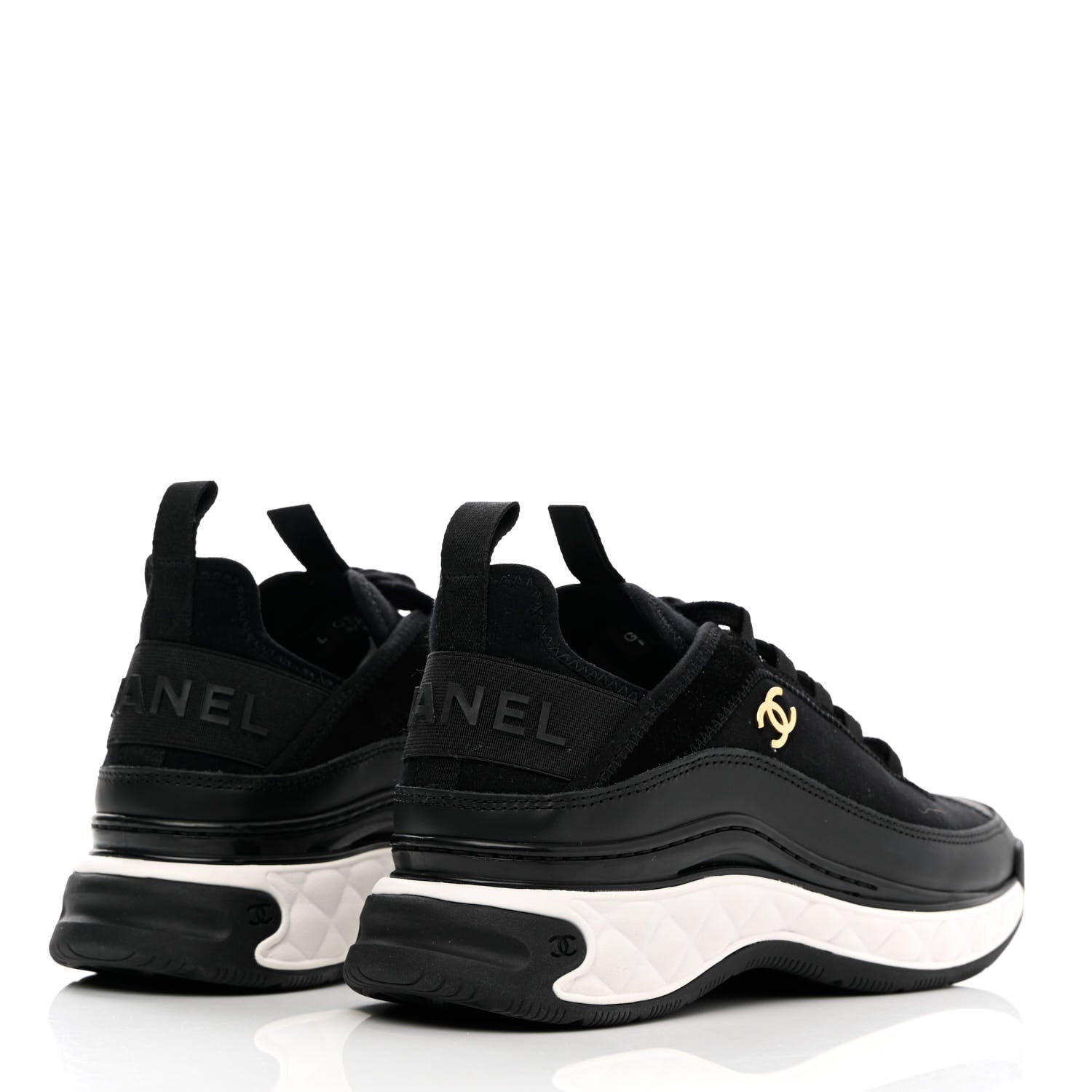 Chanel Velvet Calfskin Mixed Fibers CC Sneakers 36.5 Black 4 of 9
