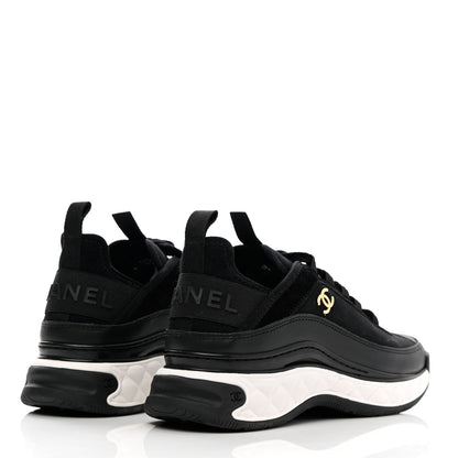 Chanel Velvet Calfskin Mixed Fibers CC Sneakers 36.5 Black 4 of 9