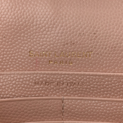 Saint Laurent Grain De Poudre Matelasse Chevron Monogram Chain Wallet Pale Pink 8 of 18