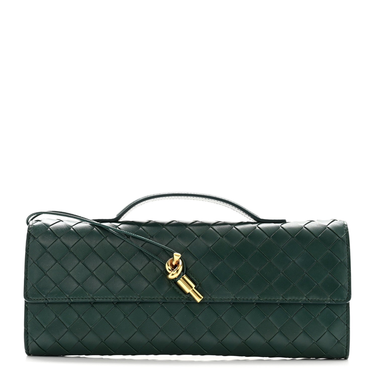 Bottega Veneta Nappa Intrecciato Long Andiamo Top Handle Clutch Emerald Green 1 of 7