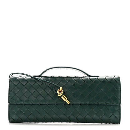 Bottega Veneta Nappa Intrecciato Long Andiamo Top Handle Clutch Emerald Green 1 of 7
