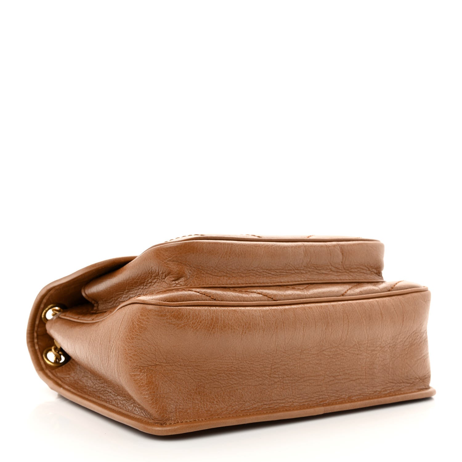 Saint Laurent Crinkled Calfskin Matelasse Monogram Medium Niki Chain Satchel Light Caramel 4 of 10