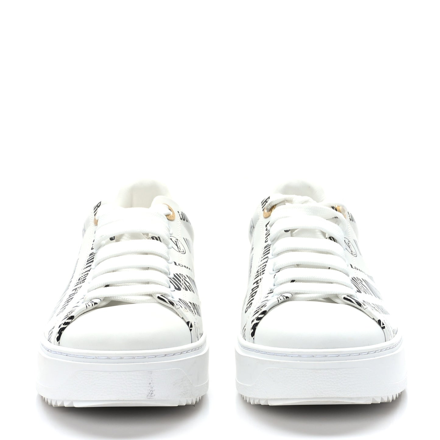 Calfskin Printed Time Out Trainer Sneakers 38.5 White