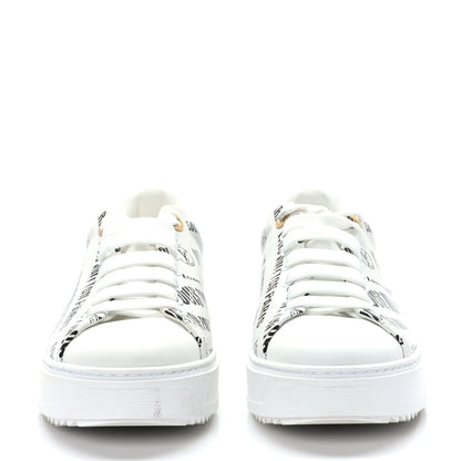 Louis Vuitton Calfskin Printed Time Out Trainer Sneakers 38.5 White 2 of 8