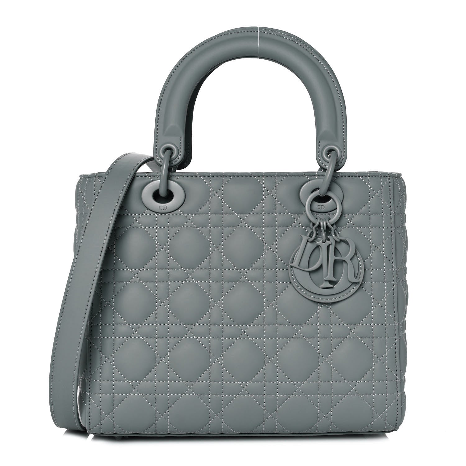 Christian Dior Ultra Matte Calfskin Cannage Medium Lady Dior Grey Stone 1 of 9