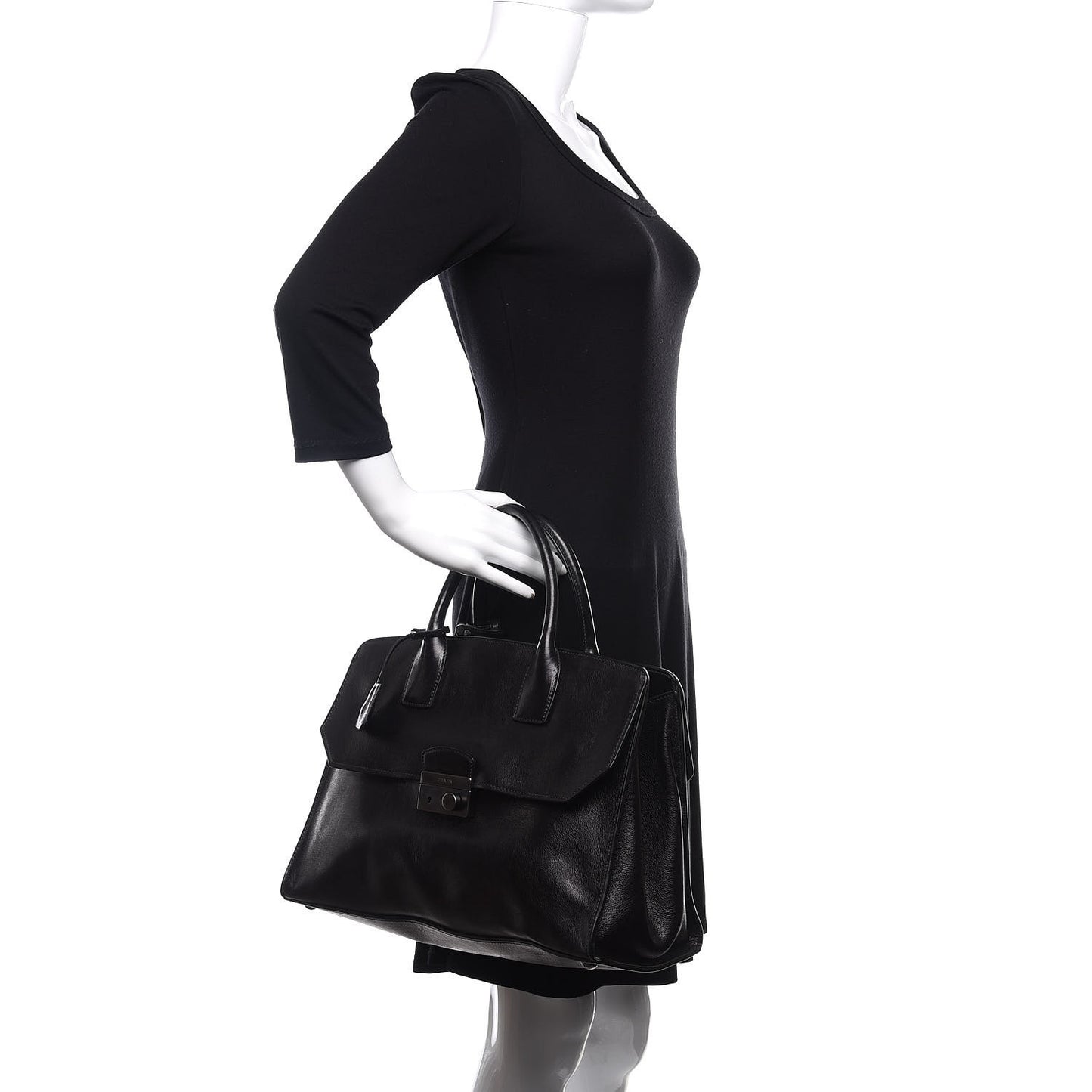 Glace Calfskin Tote Bag Baltico Black