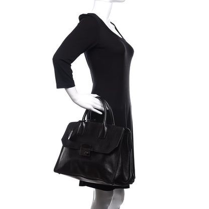 Prada Glace Calfskin Tote Bag Baltico Black 2 of 14