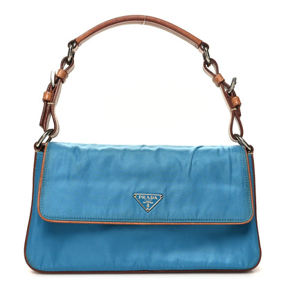 Prada Tessuto Nylon Calfskin Shoulder Bag Blue 1 of 10