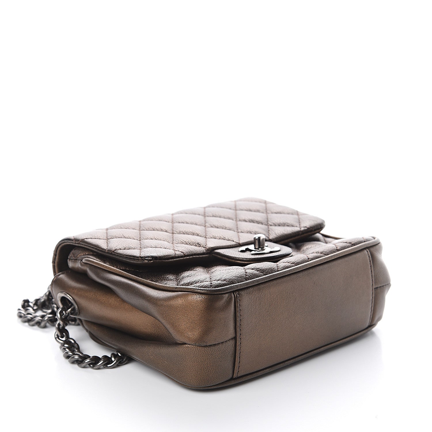 Chanel Metallic Goatskin Quilted Small Rock In Rome Flap Bronze 3 of 9