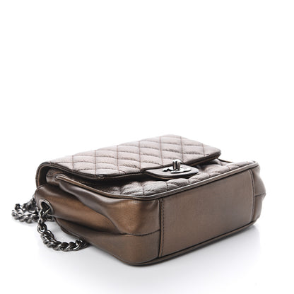Chanel Metallic Goatskin Quilted Small Rock In Rome Flap Bronze 3 of 9