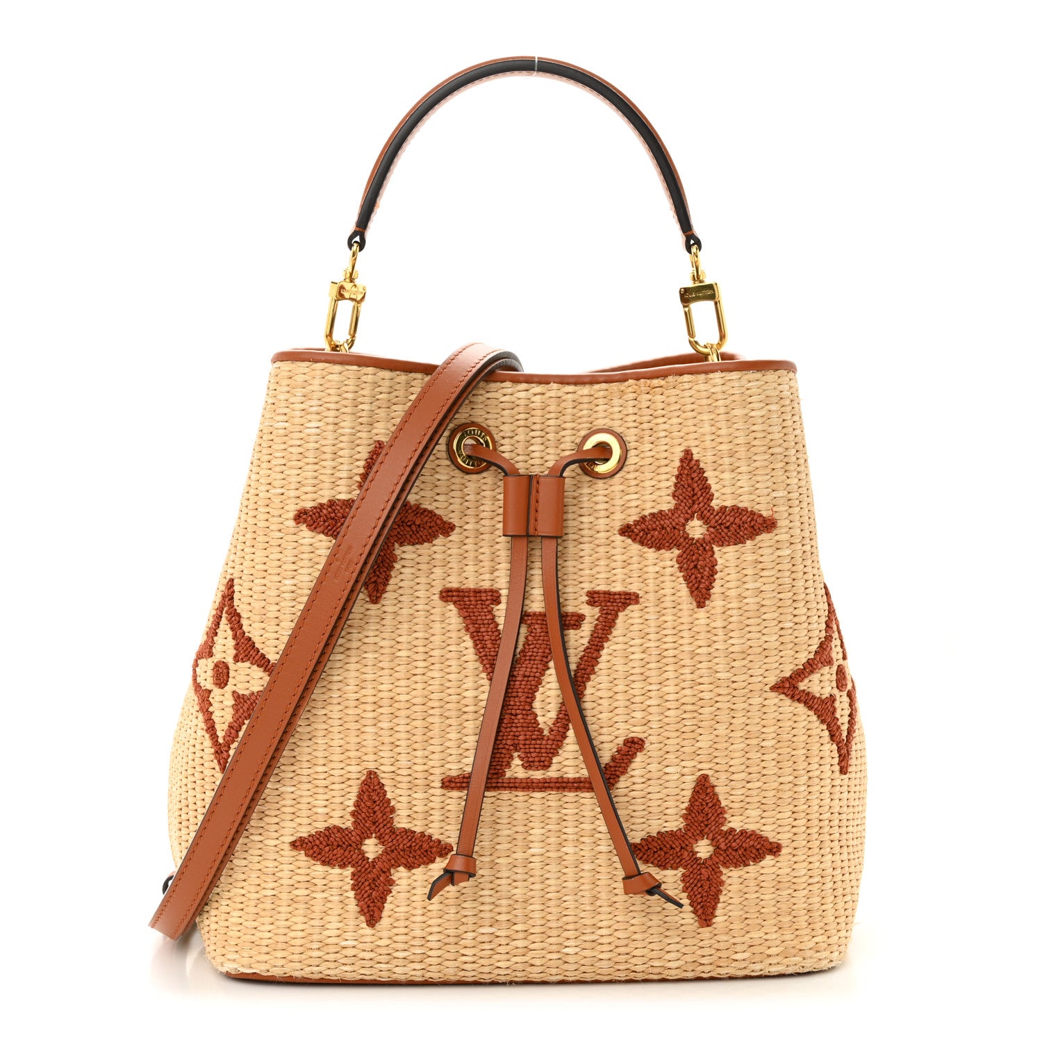 Louis Vuitton Raffia Calfskin Monogram Neonoe MM Tan 1 of 10