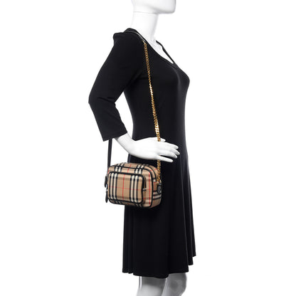 Burberry Calfskin Vintage Check Camera Bag Archive Beige 2 of 9