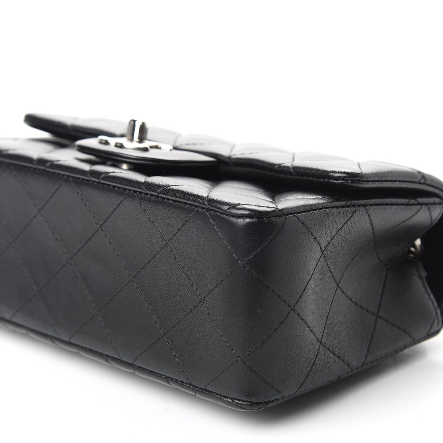 Lambskin Quilted Mini Rectangular Flap Black