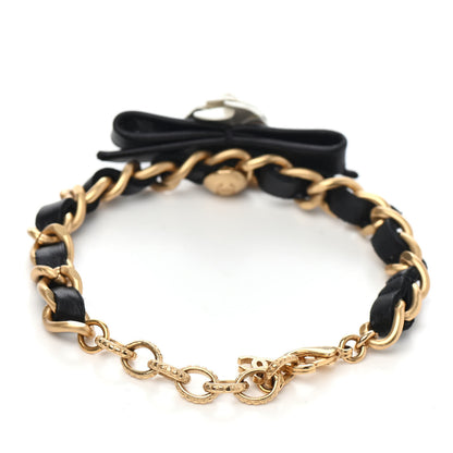 Chanel Metal Calfskin Crystal Chain 90's Camellia Bracelet Black Gold 2 of 3