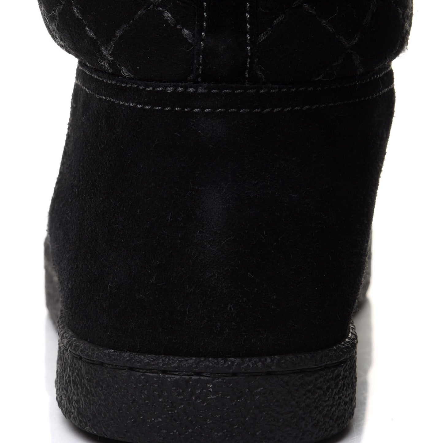 Suede Quilted Shearling High Boots 40 Black