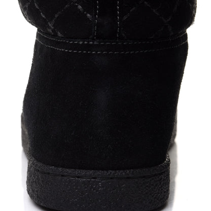 Chanel Suede Quilted Shearling High Boots 40 Black 10 of 12